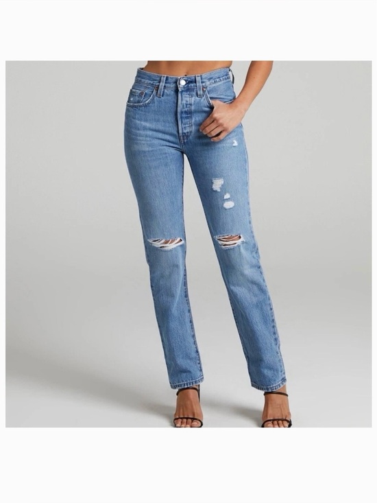 Levi's Denim - Levi's 501 Original Fit High Rise Distressed Straight Leg Jeans W29 L30